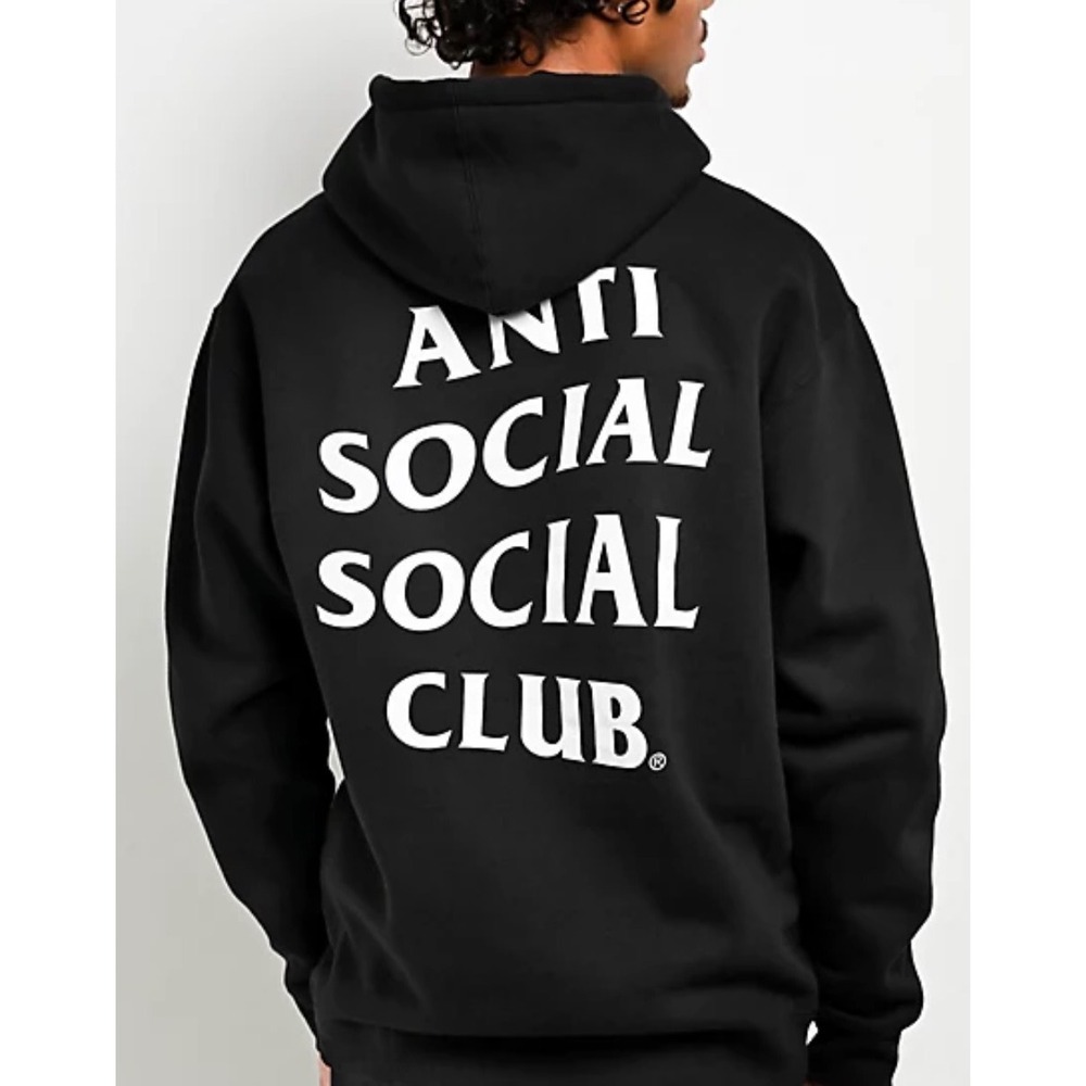 Anti Social Social Club Mens Black Logo Zip Up Hoodie Size S Made in USA